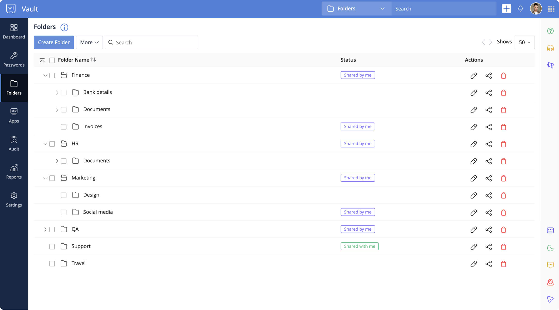 Organize your passwords, payment card details, documents, and other sensitive data into folders for easy management.