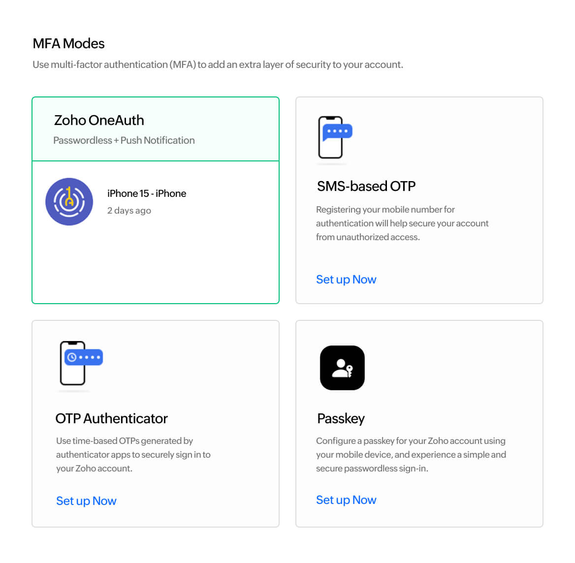 Strengthen the security of your Zoho Vault account by enforcing multi-factor authentication across your organization.