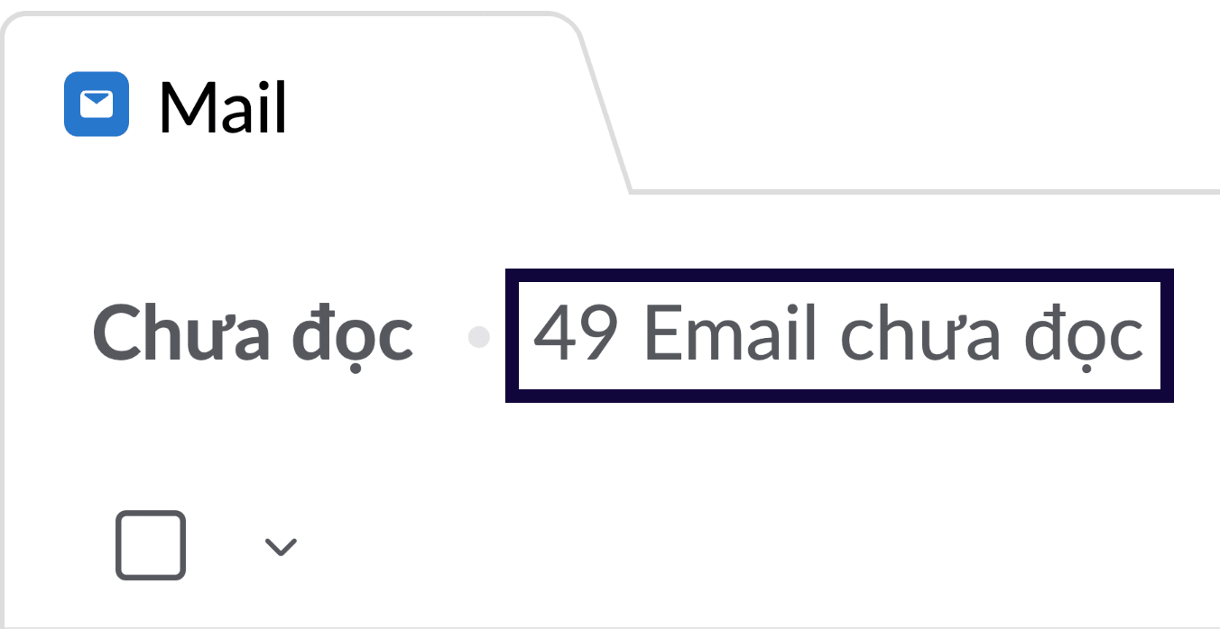 Số lượng email chưa đọc trong Zoho Mail