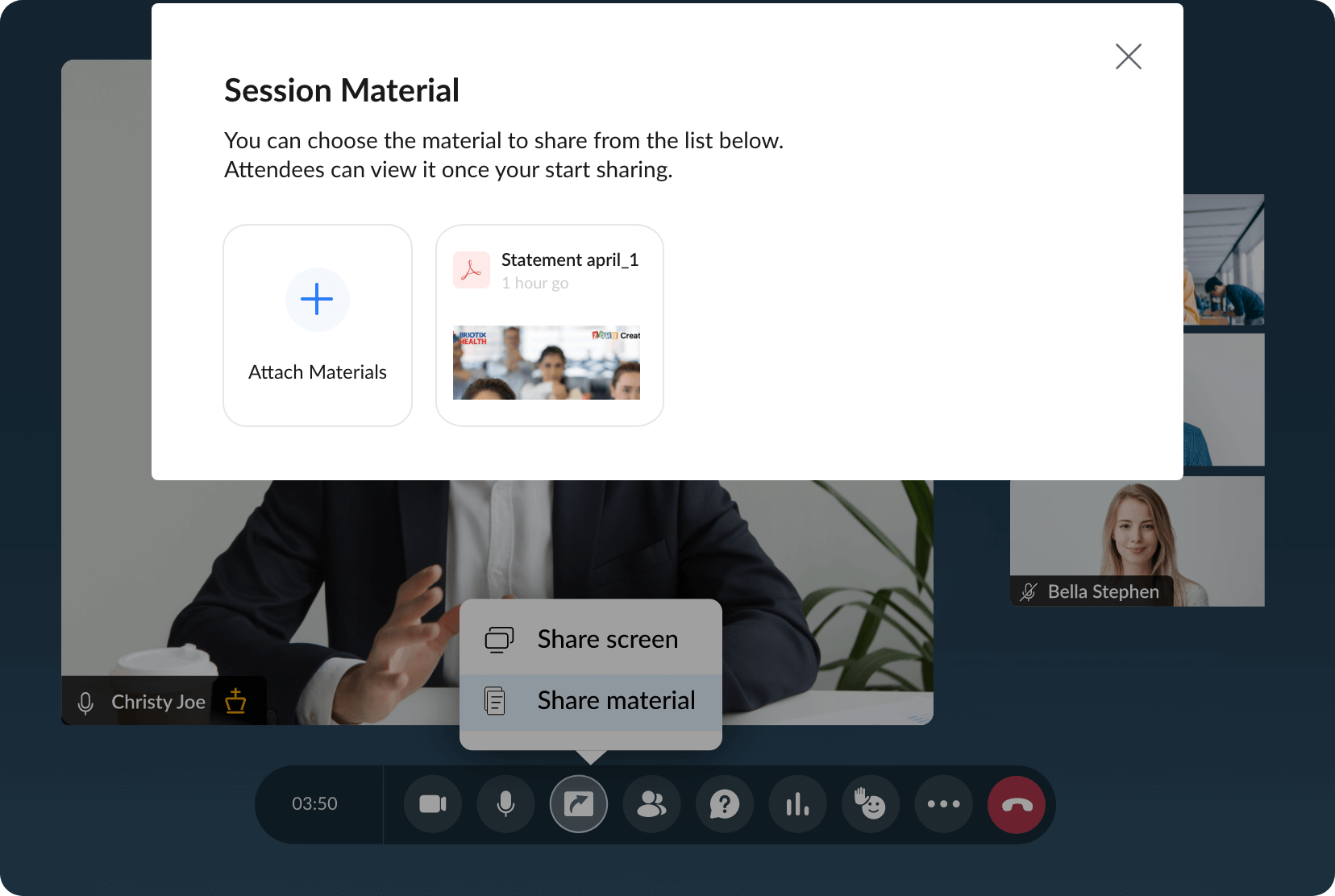 Share session material
