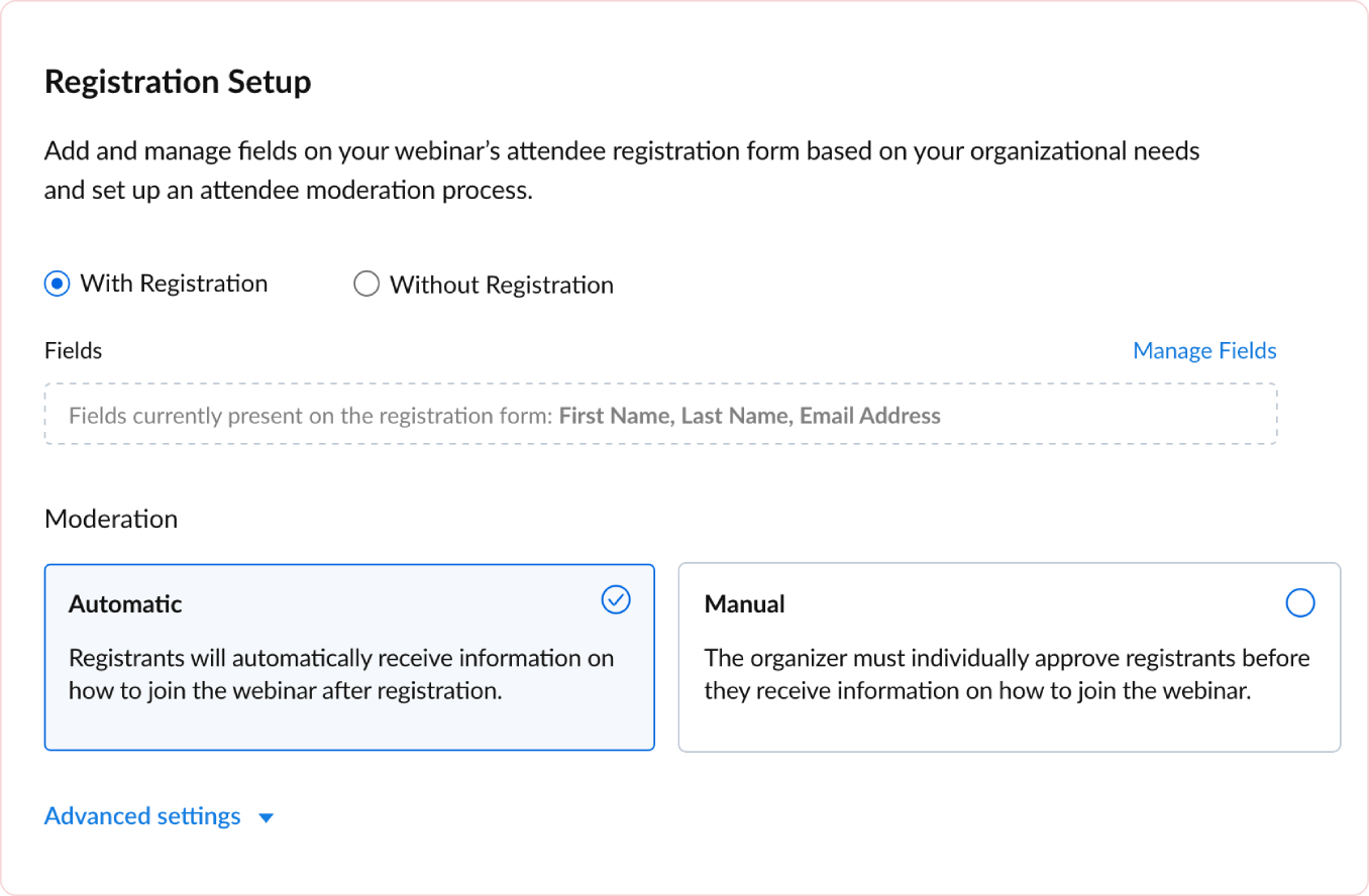 Anpassbare Webinar-Registrierung – Zoho Webinar