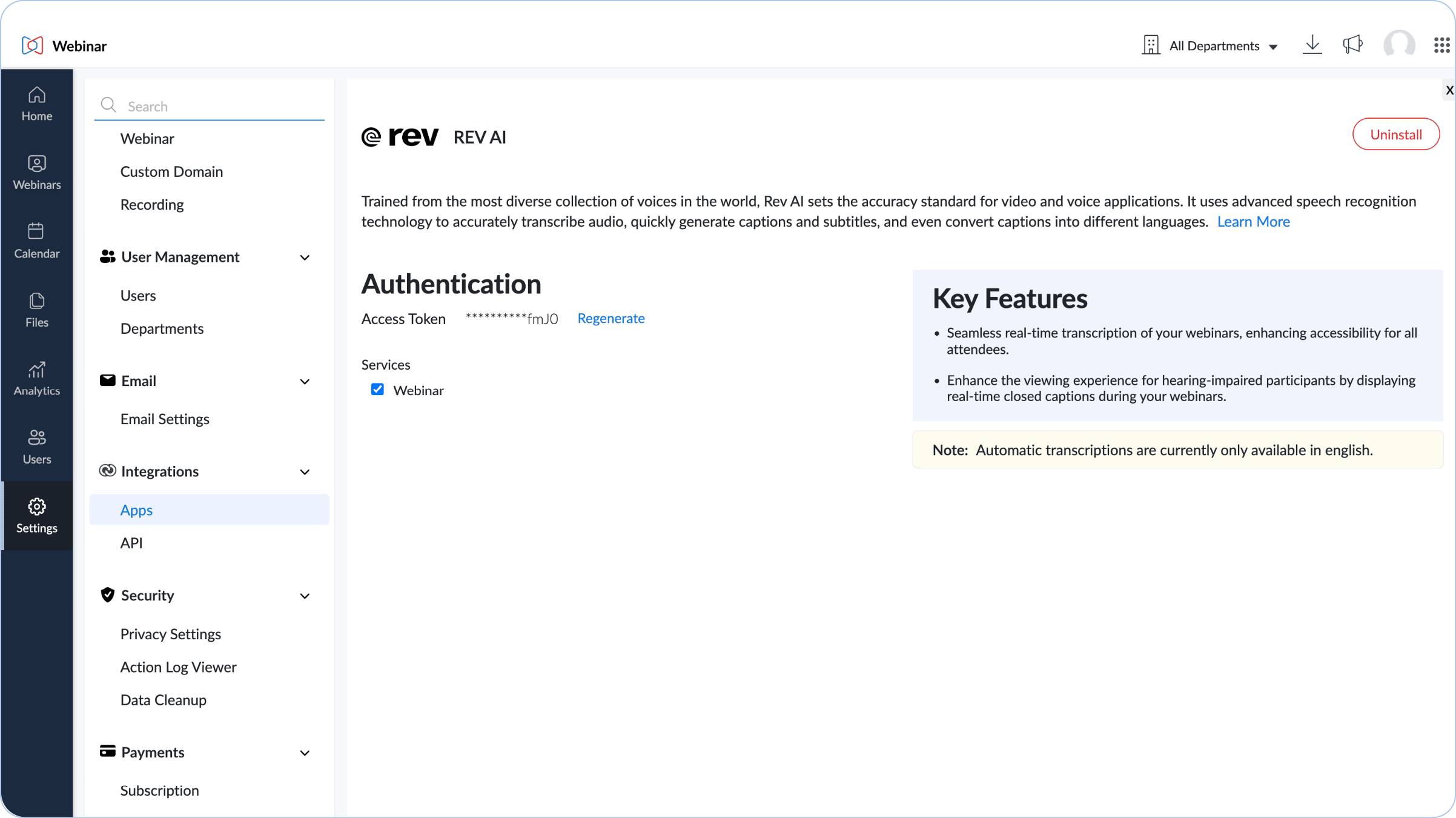 zoho webinar integration screenshot