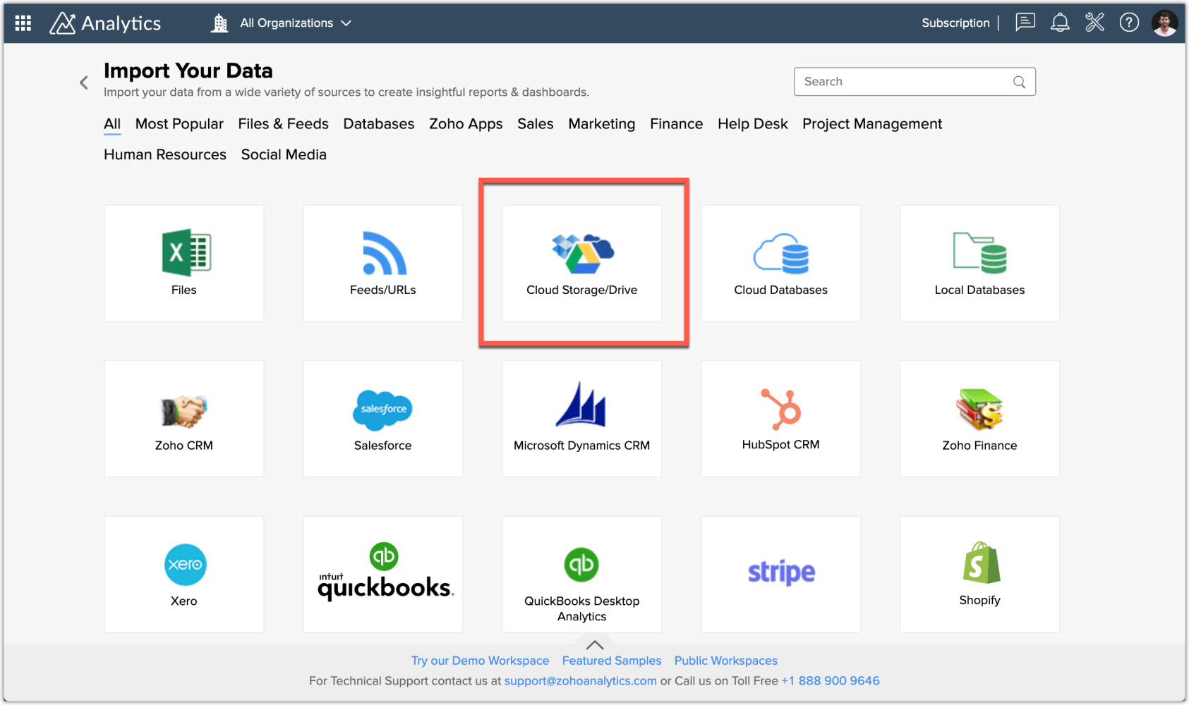 Import your data from Zoho WorkDrive into Zoho Analytics