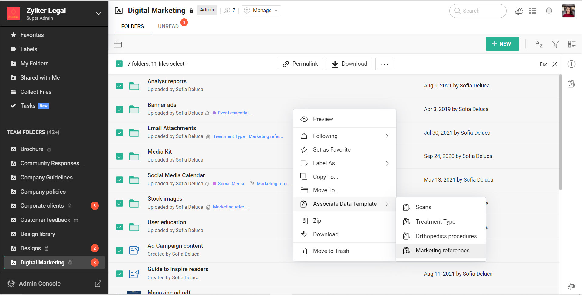 Associate a Data Template to multiple files and folders at a time