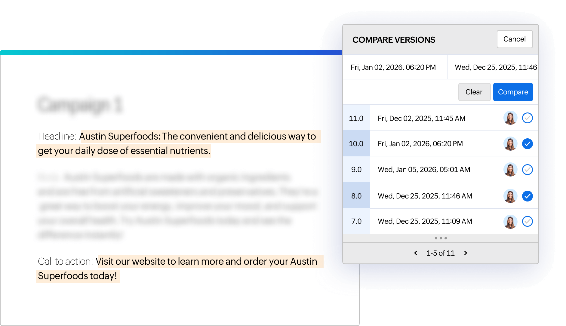 Keep the changes in check