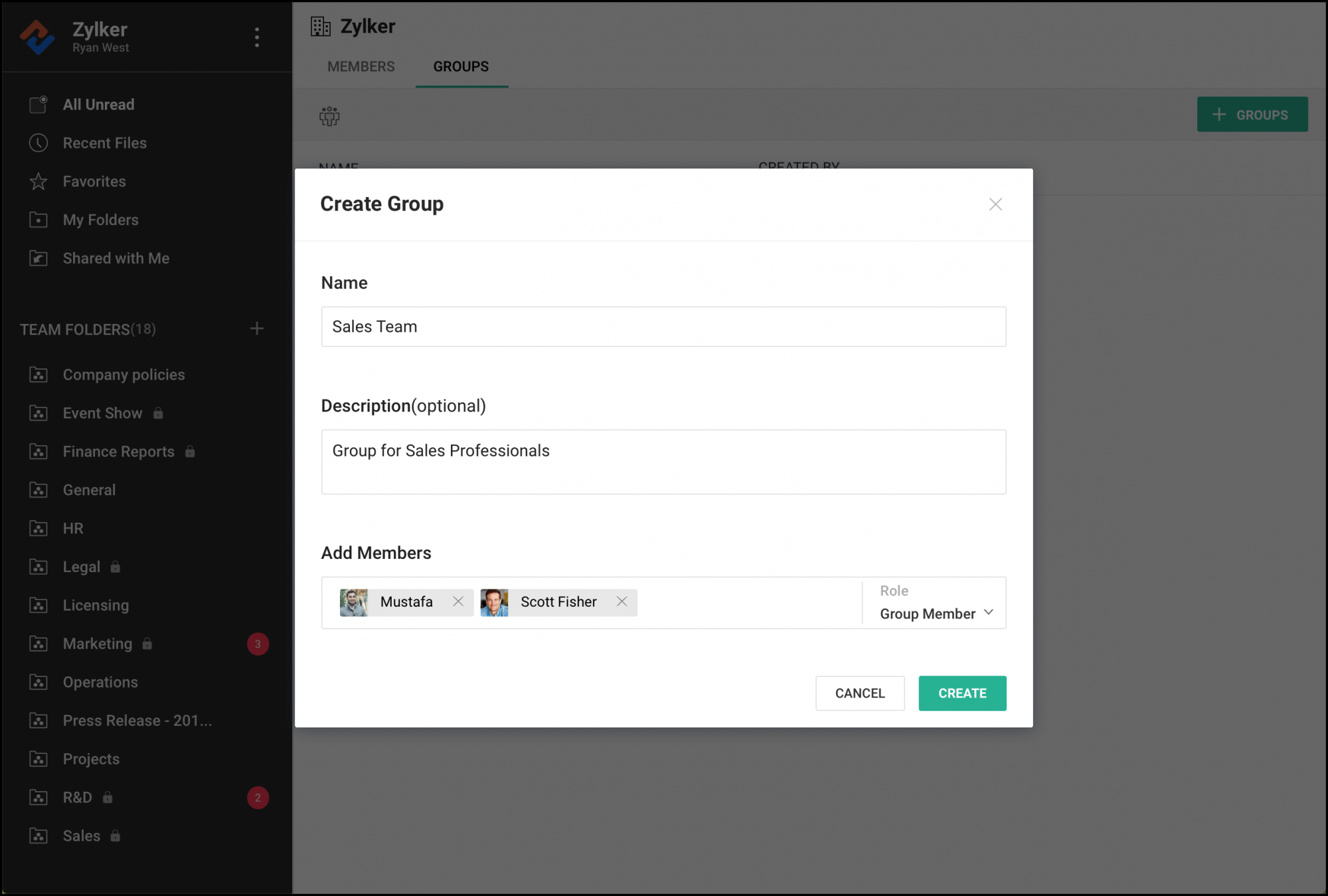 Groups feature enabled for all WorkDrive users