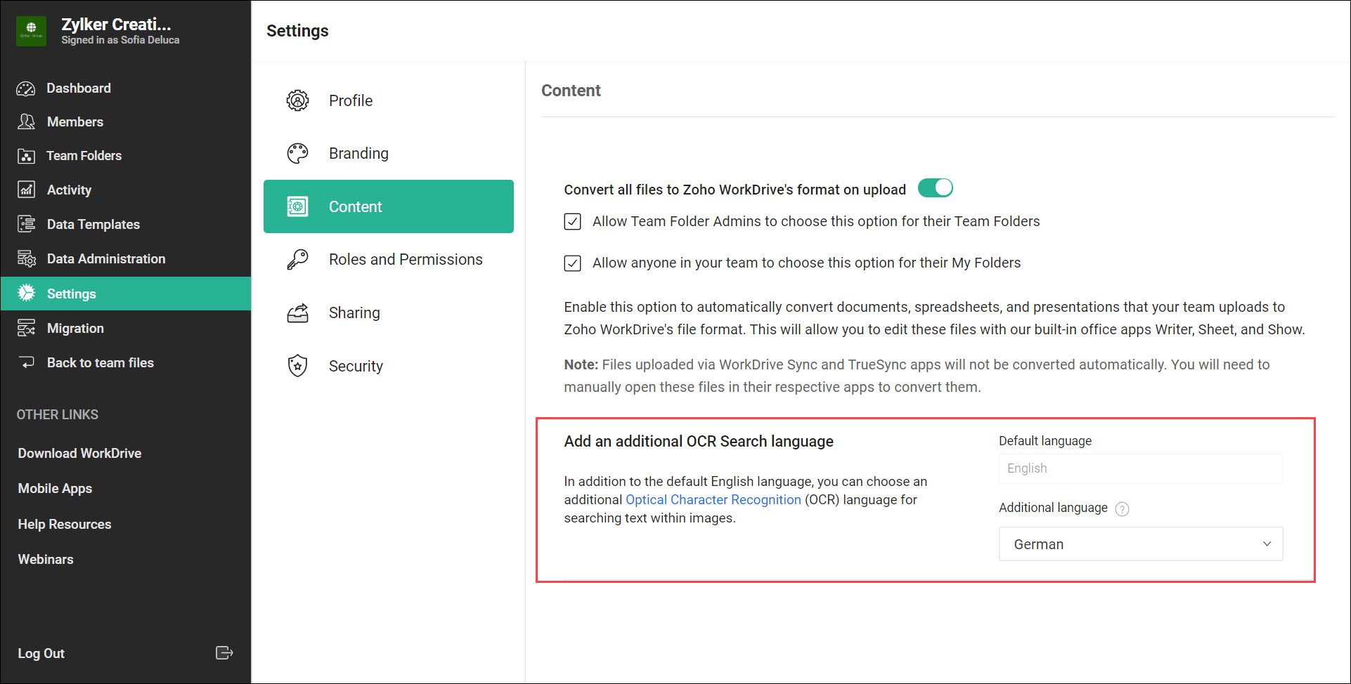 Additional OCR search language