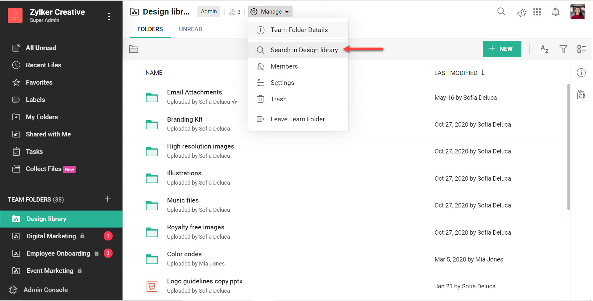 Search within a folder