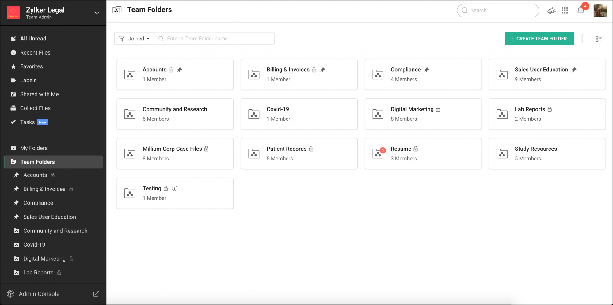 Enhancements in Team Folders view