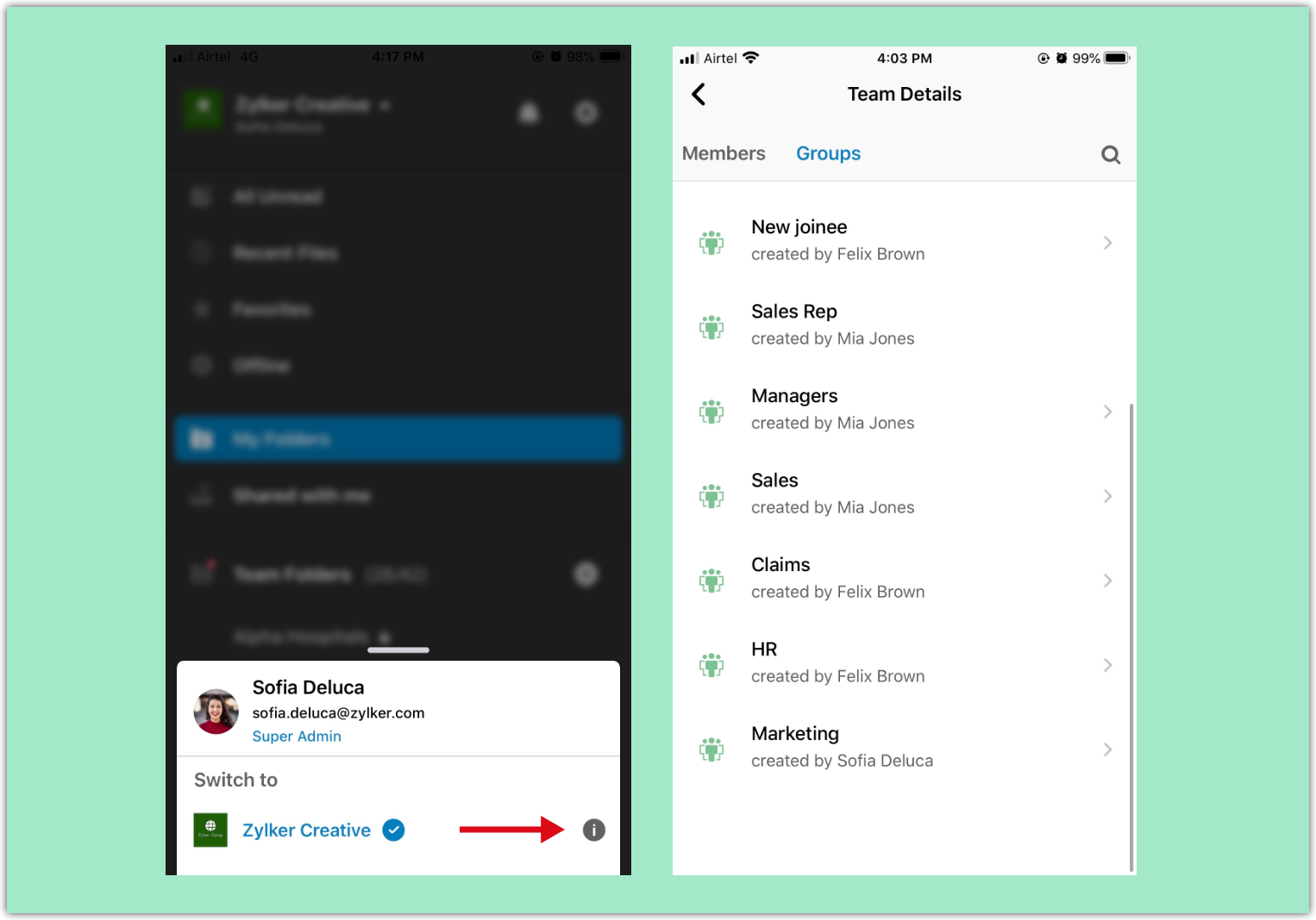 View Group details (iOS app)