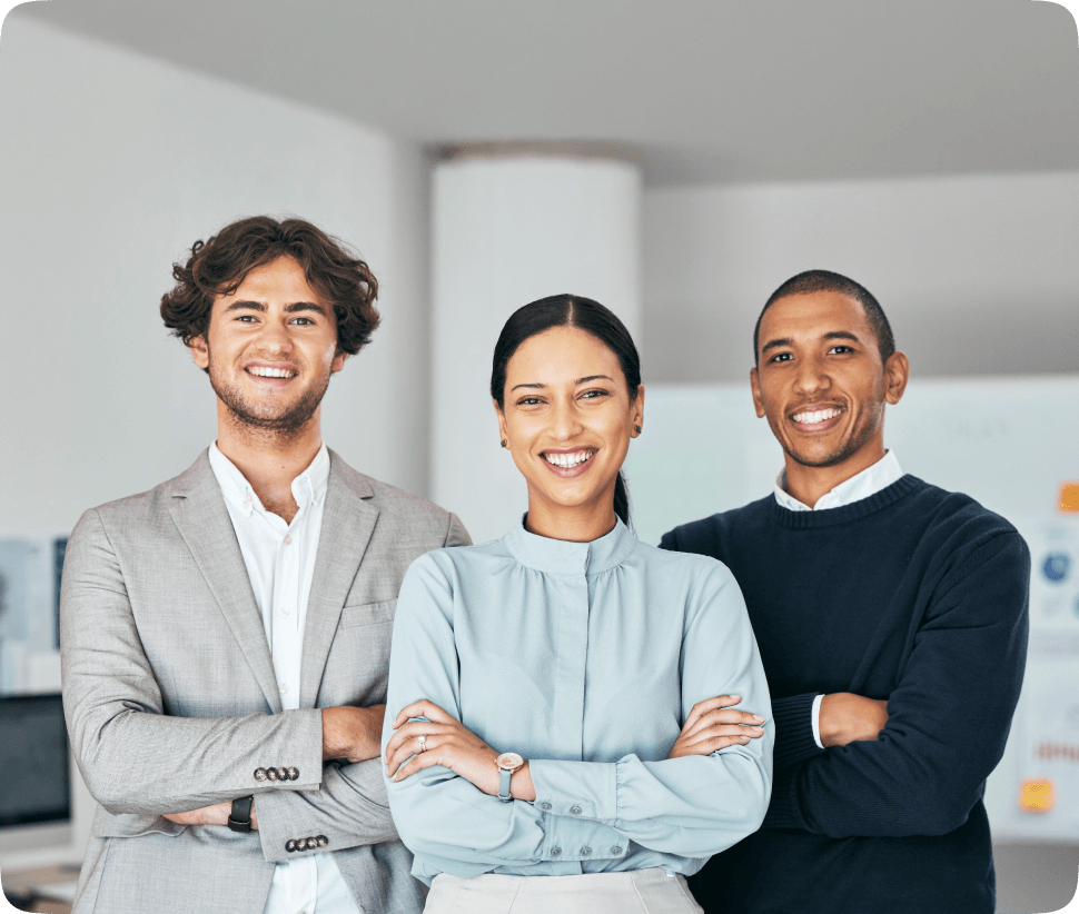 An energetic team securely managing documents in Zoho CRM using advanced WorkDrive features