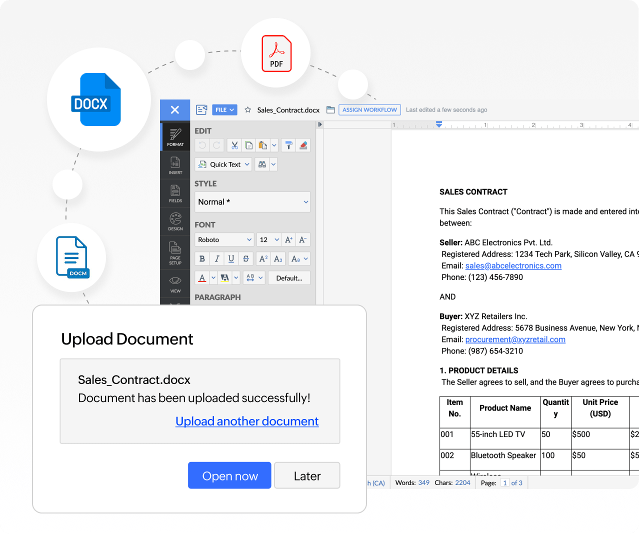 Fully compatible with DOCX and other popular formats
