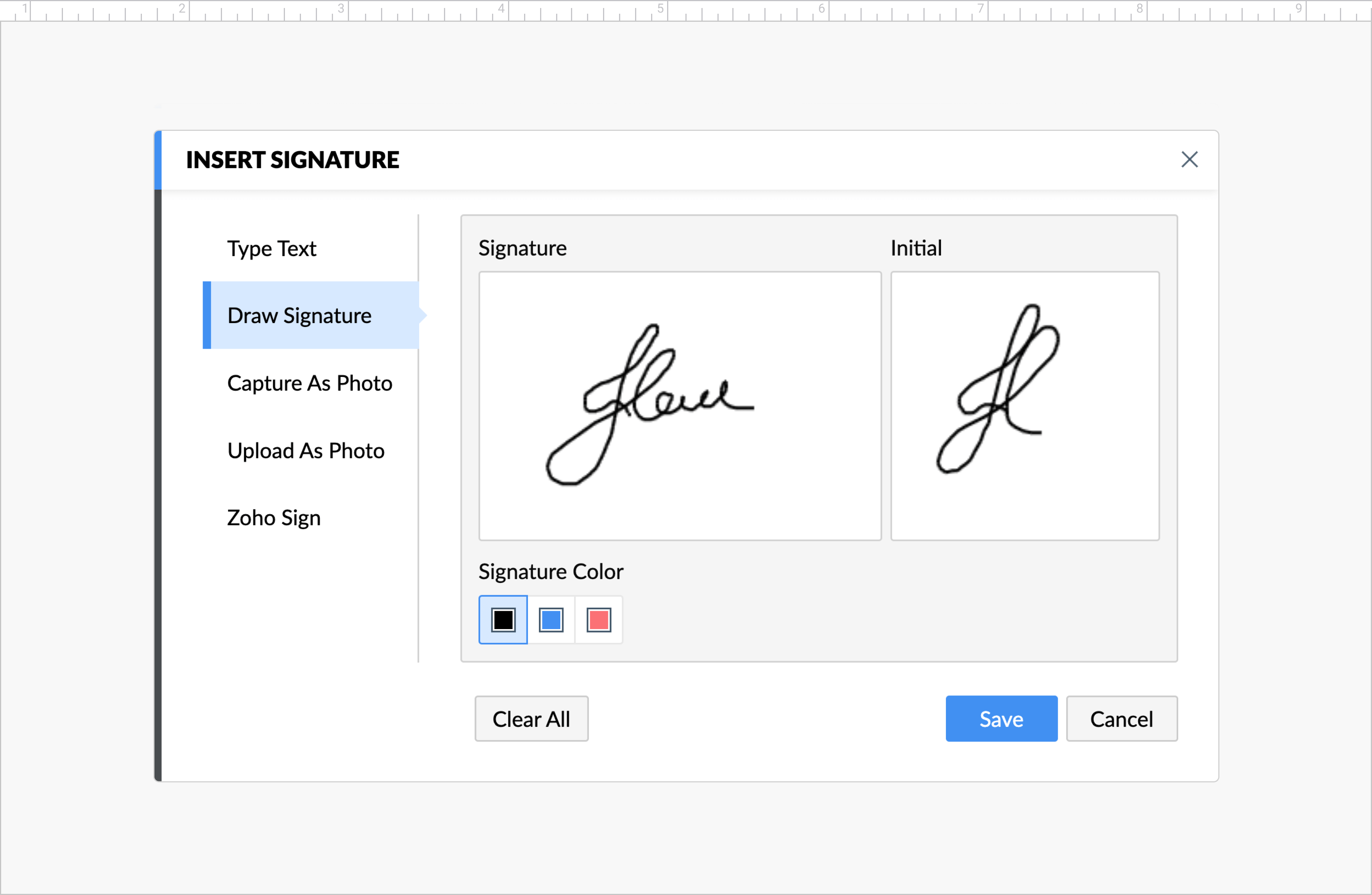 Wet ink signatures