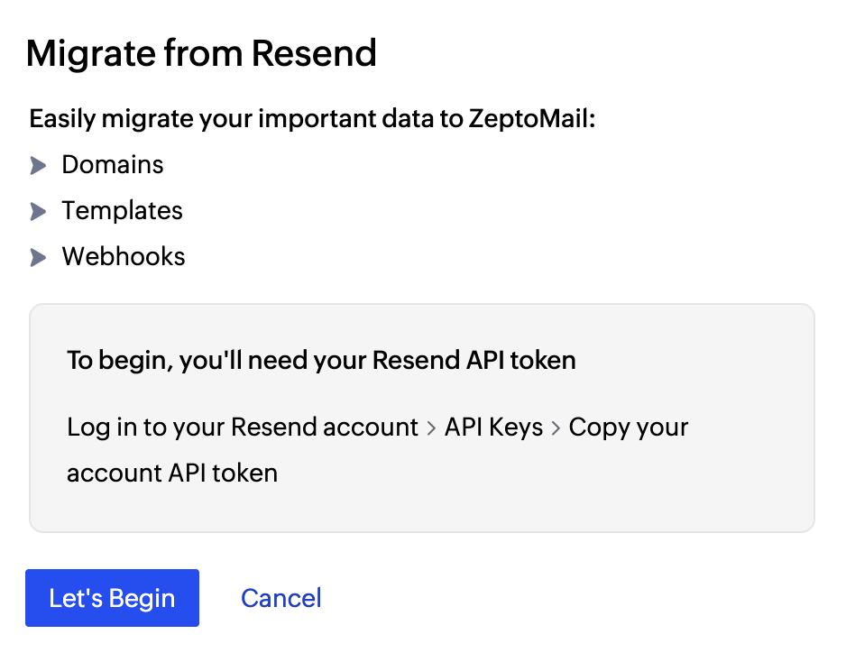 Migrate from Resend to ZeptoMail Migrate from Resend to ZeptoMail