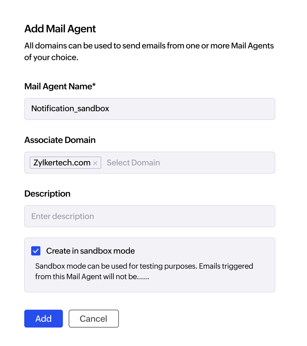 Create a Agent in sandbox mode