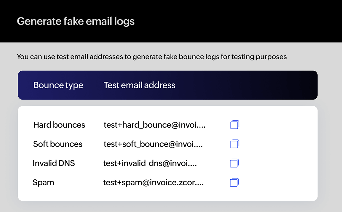 Generate fake email logs by simulating bounces