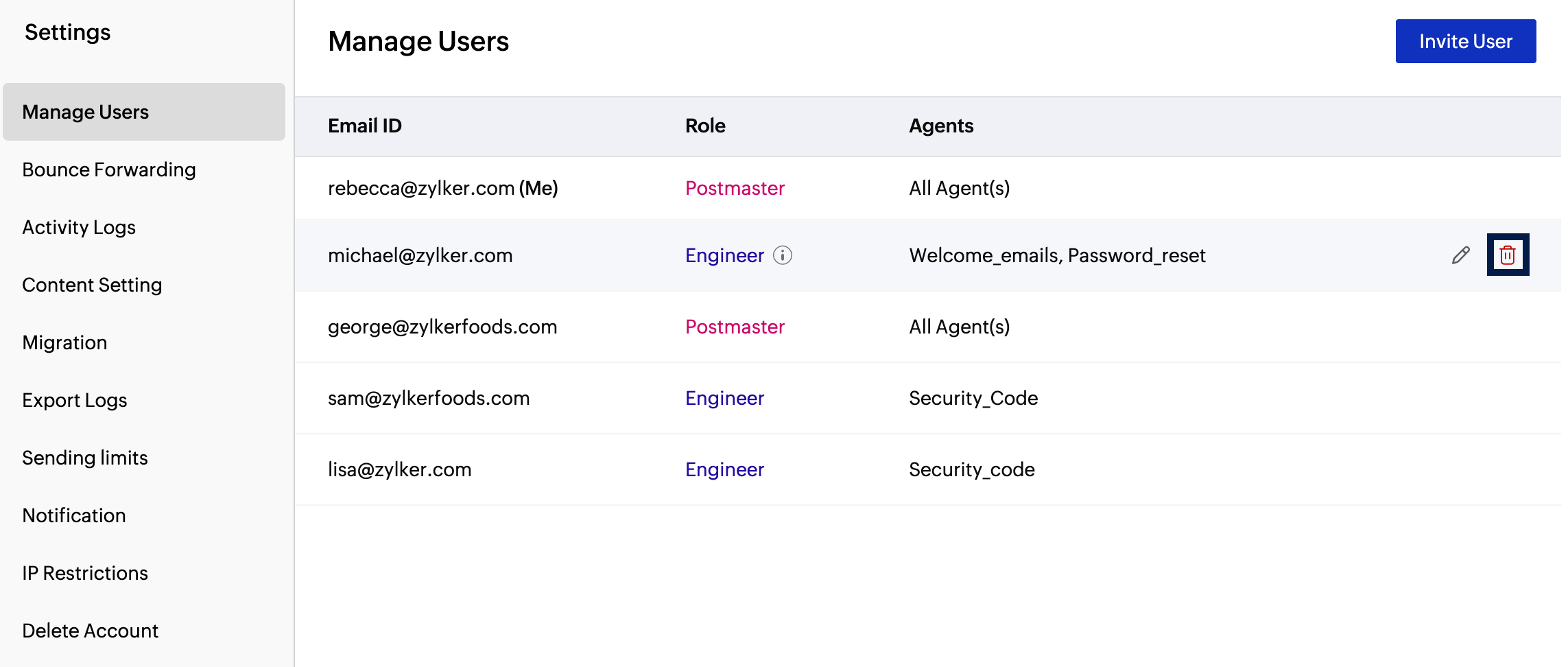 Delete user Delete user