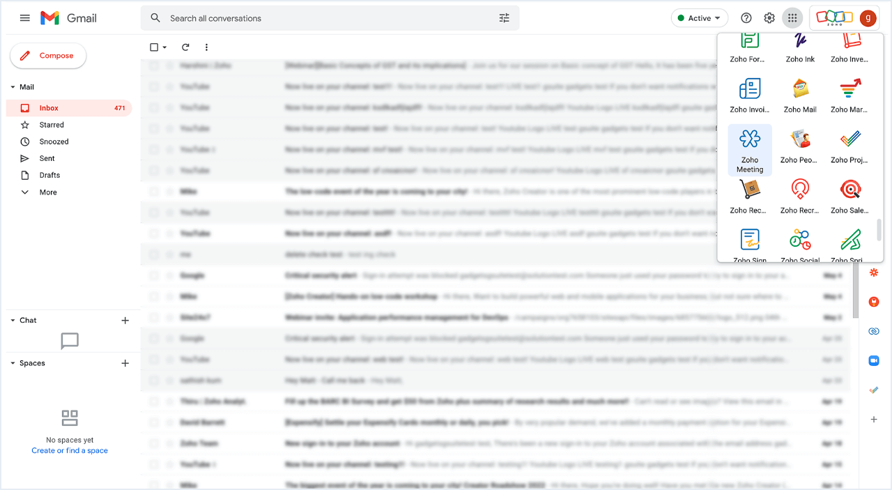 Access Zoho Meeting from Google Workspace