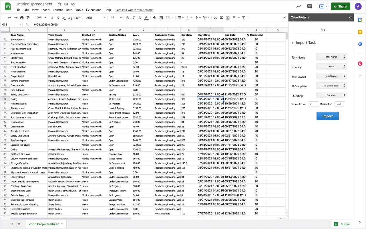 Import raw sheet