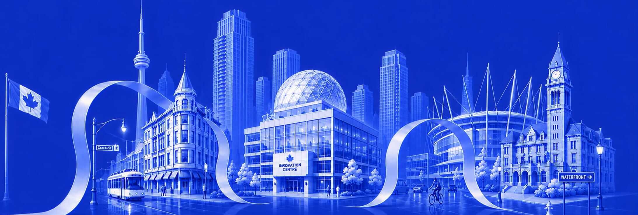 Connected municipality skyline illustration