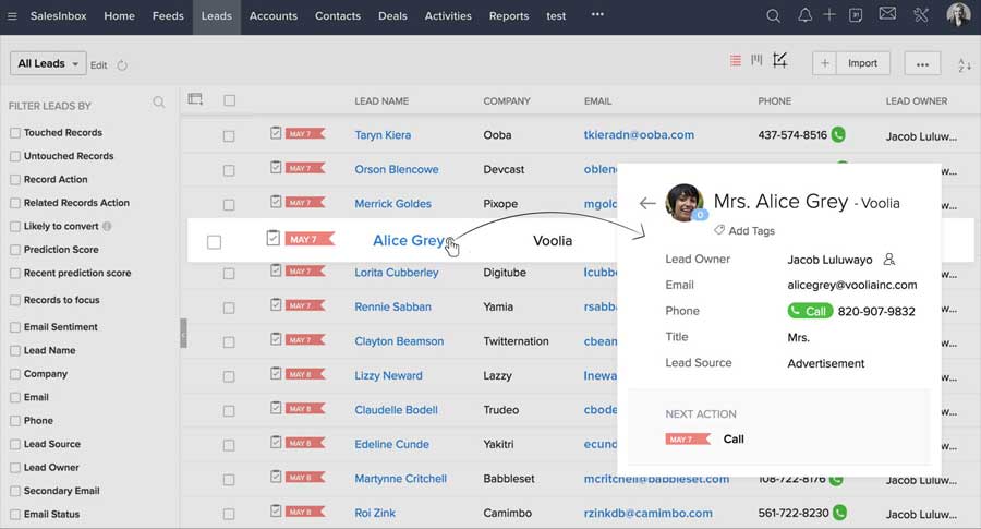 CRM Lead Management - Zoho CRM