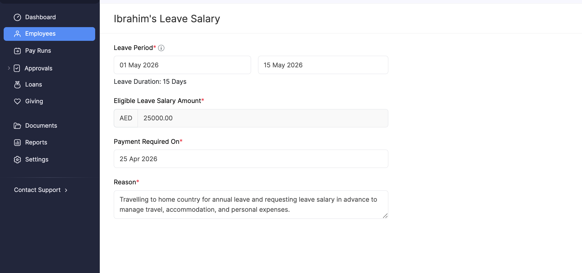 Leave Salary