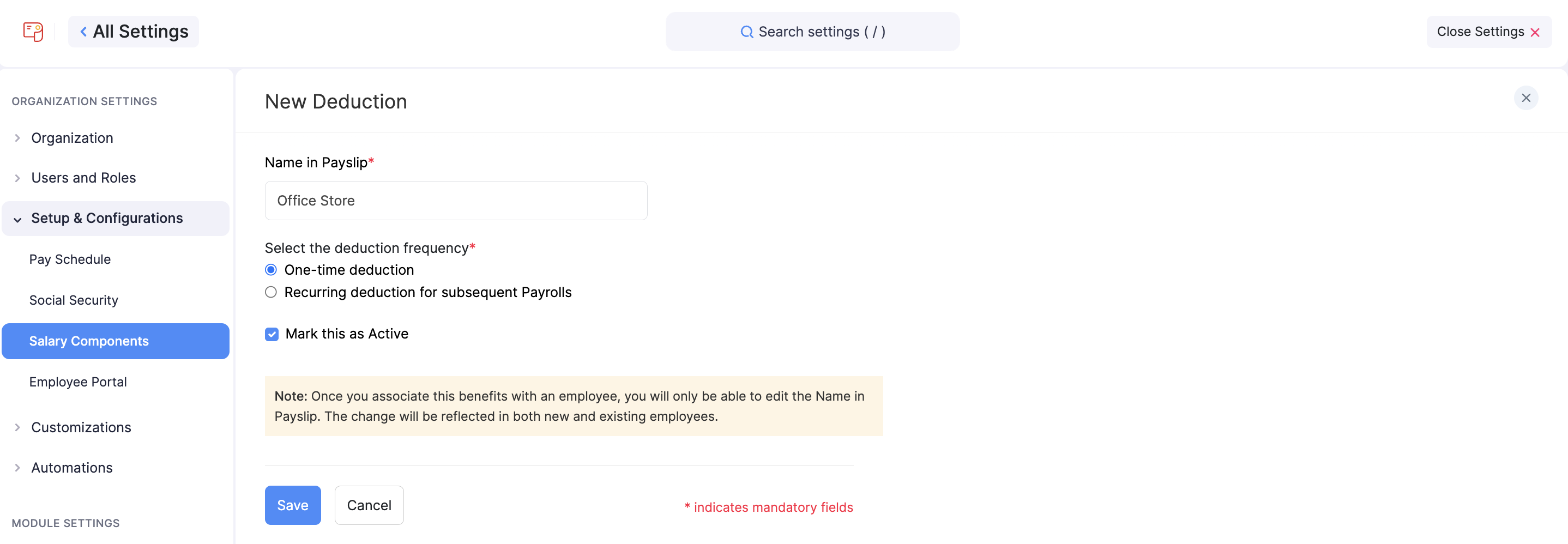 Salary Components
