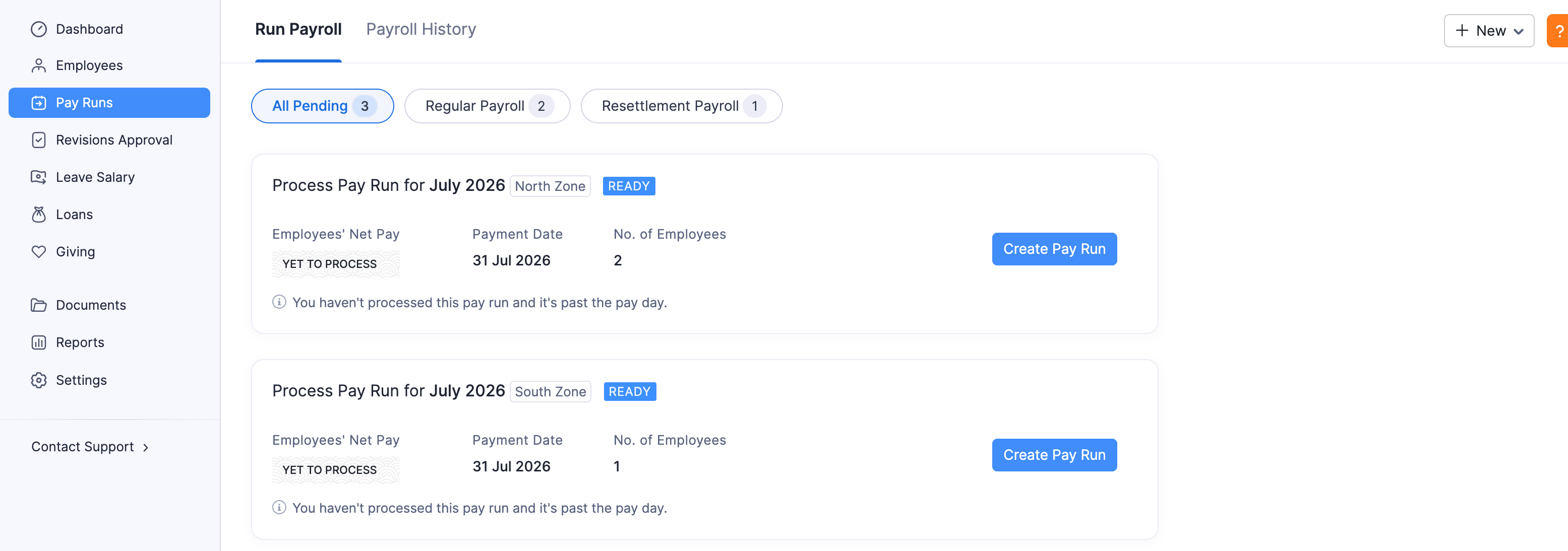 Pay Runs for Each Pay Group