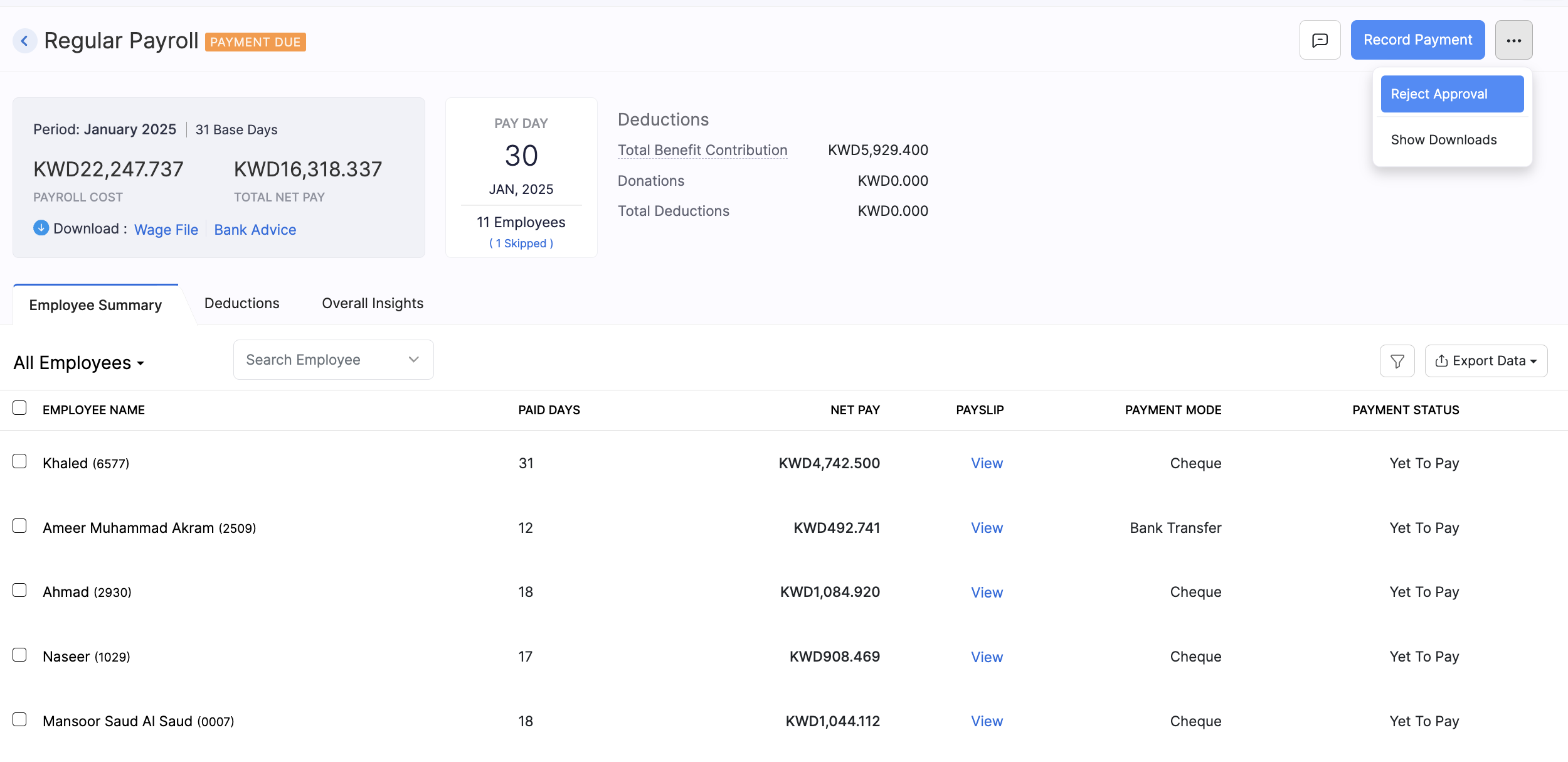 Create Pay Run