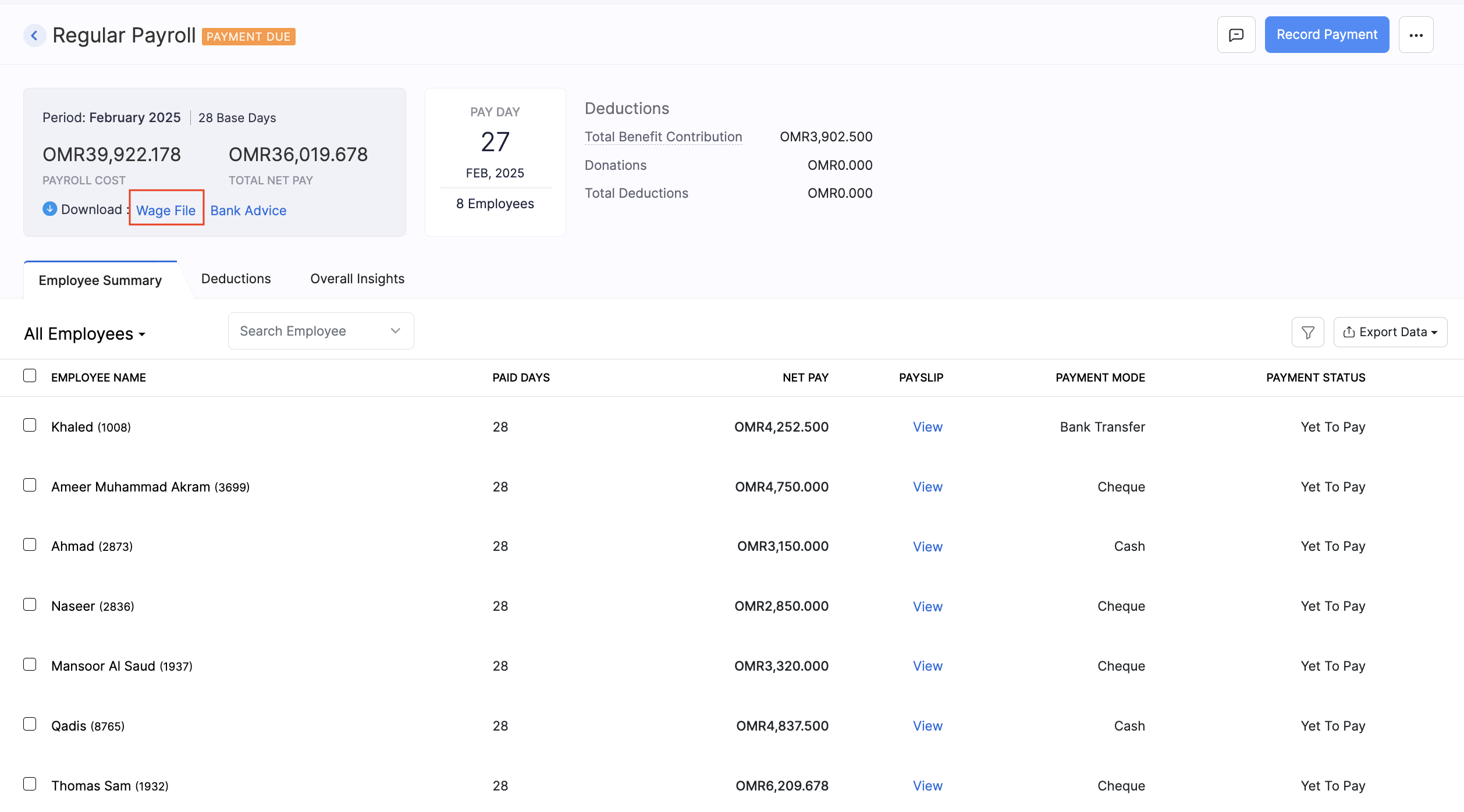Create Pay Run