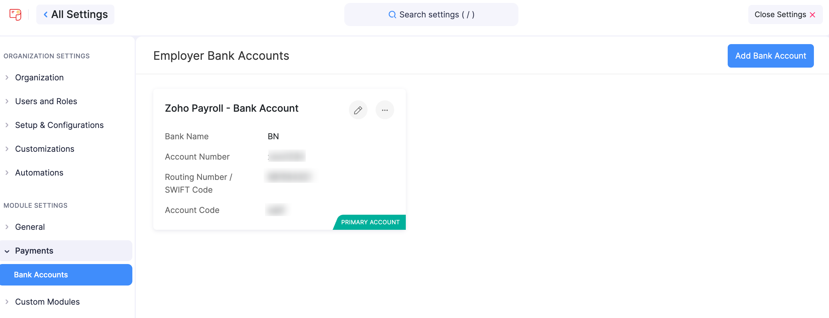 Bank Accounts