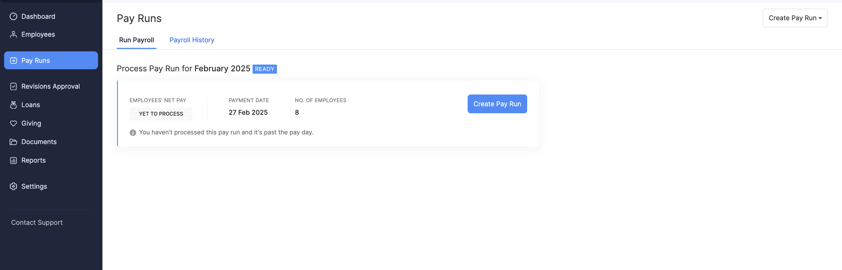 Create Pay Run