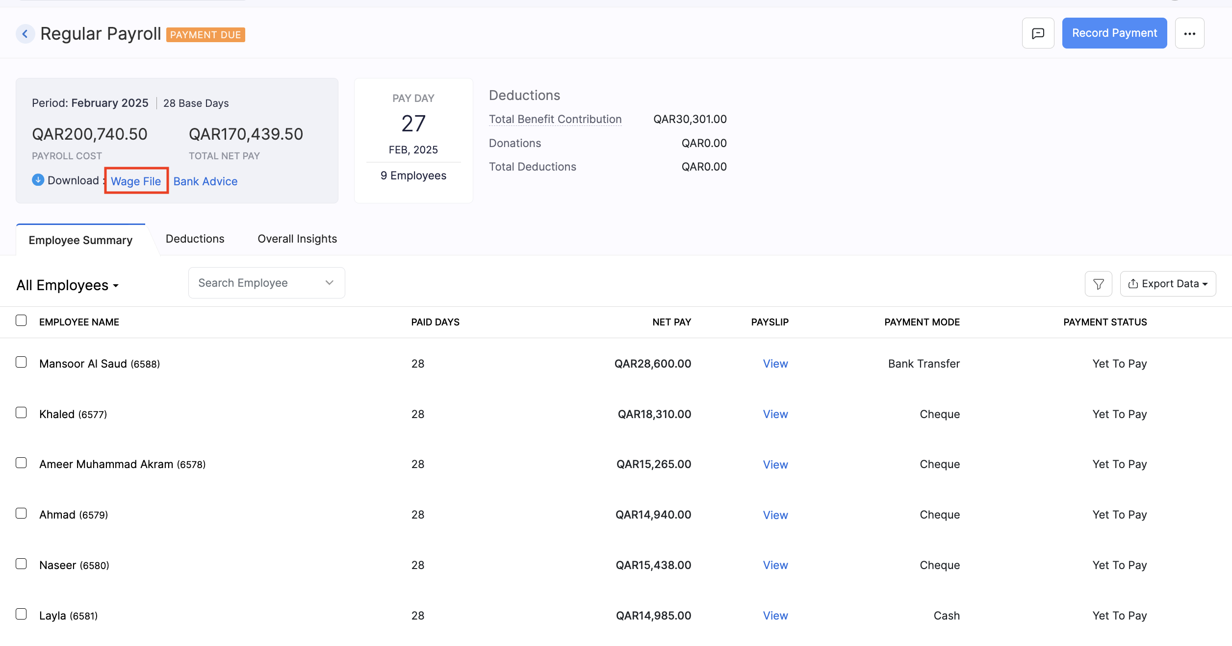 Create Pay Run