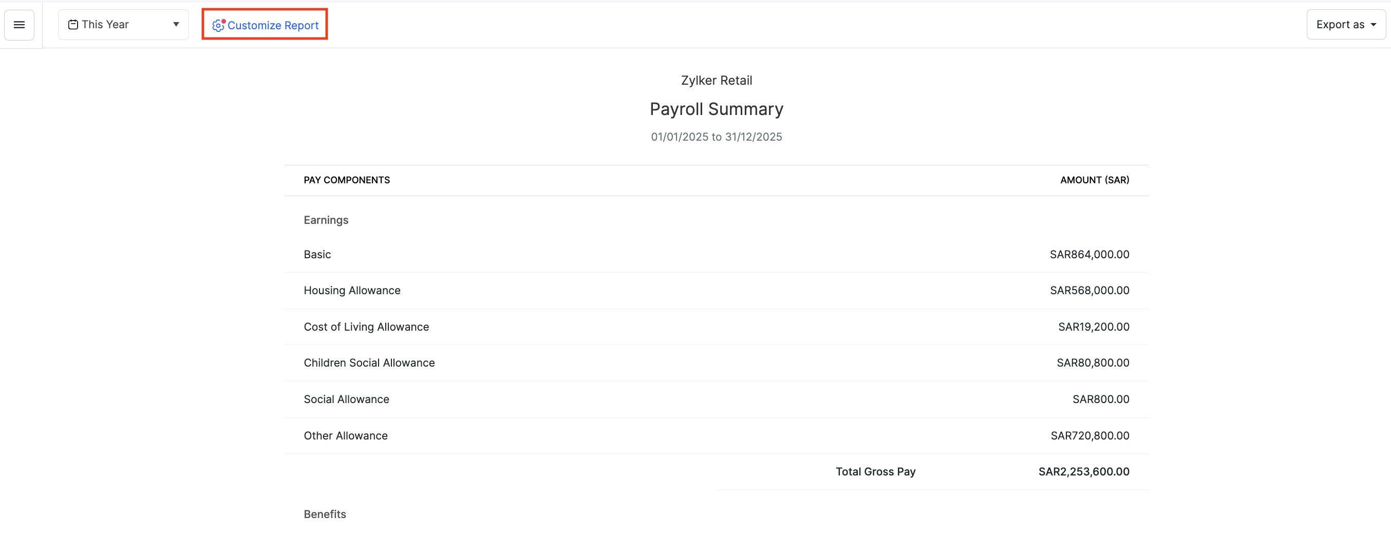 Customize Report
