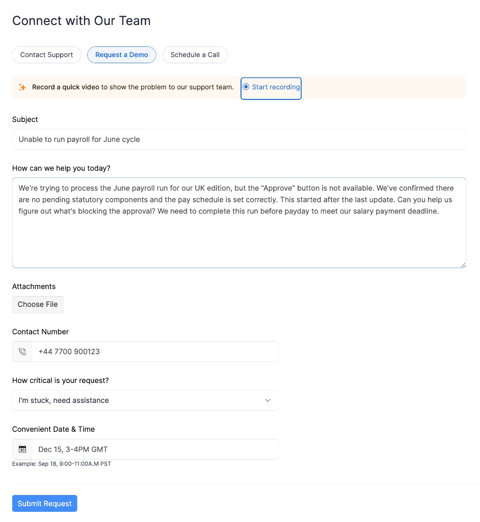 Request a Demo on Connect with Our Team