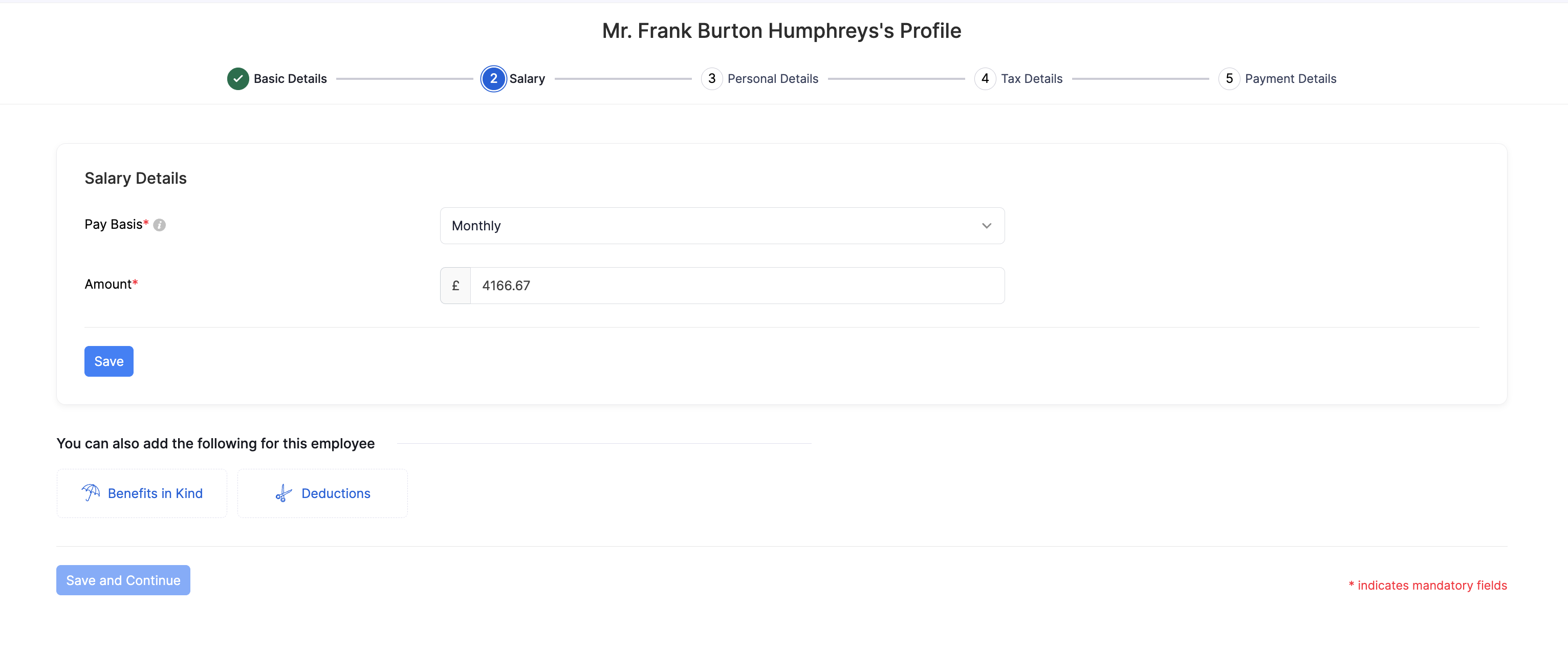 Enter pay basis and amount on the Salary step