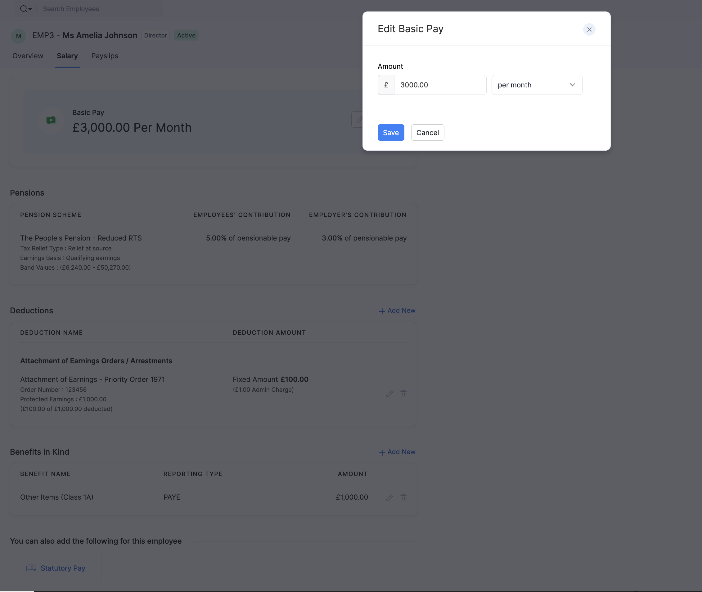 Edit Basic Pay amount and frequency