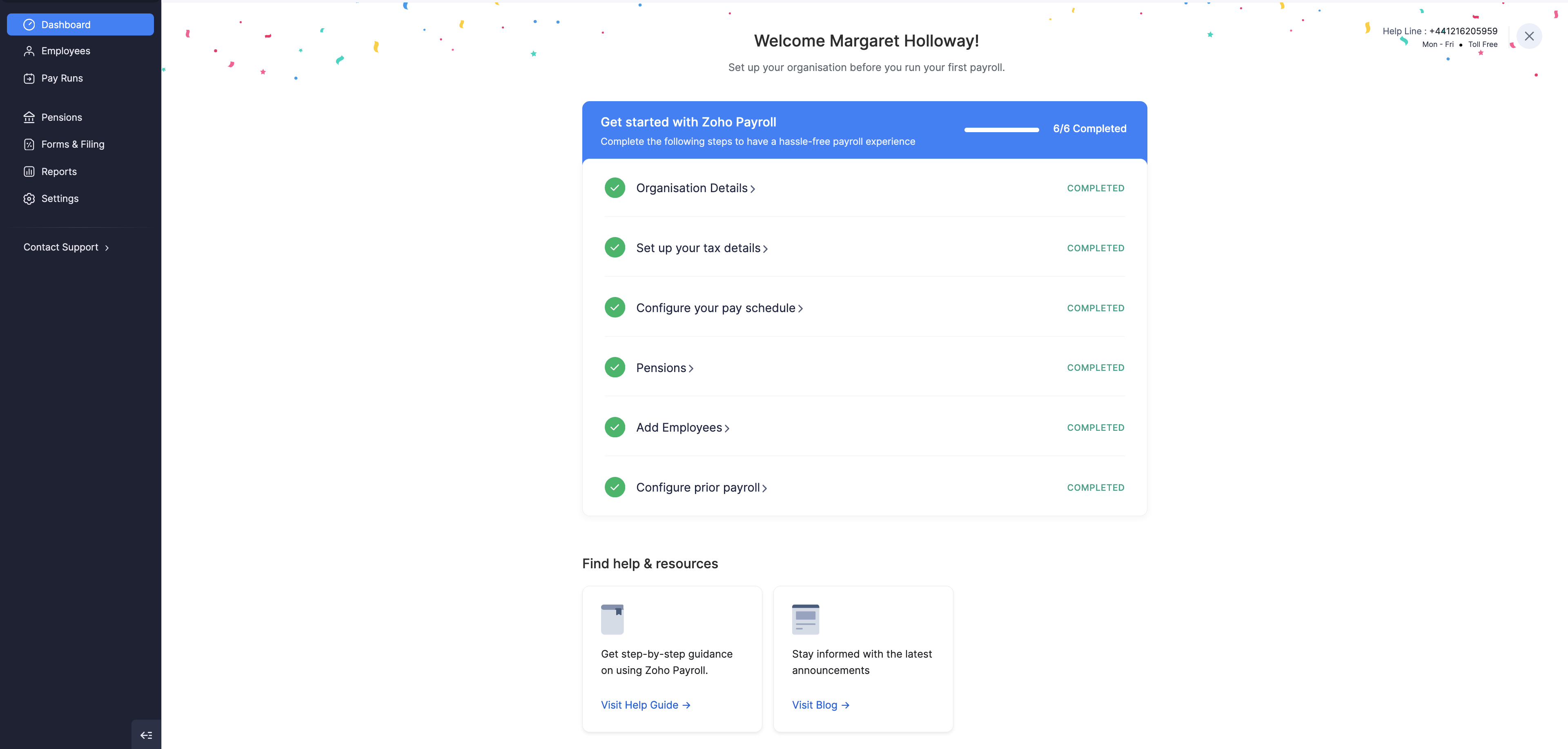 Getting Started checklist with all steps completed