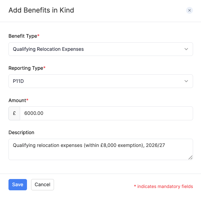 Add Qualifying Relocation Expenses as a Benefit in Kind