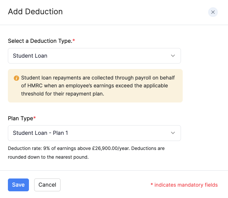 Add a Student Loan deduction