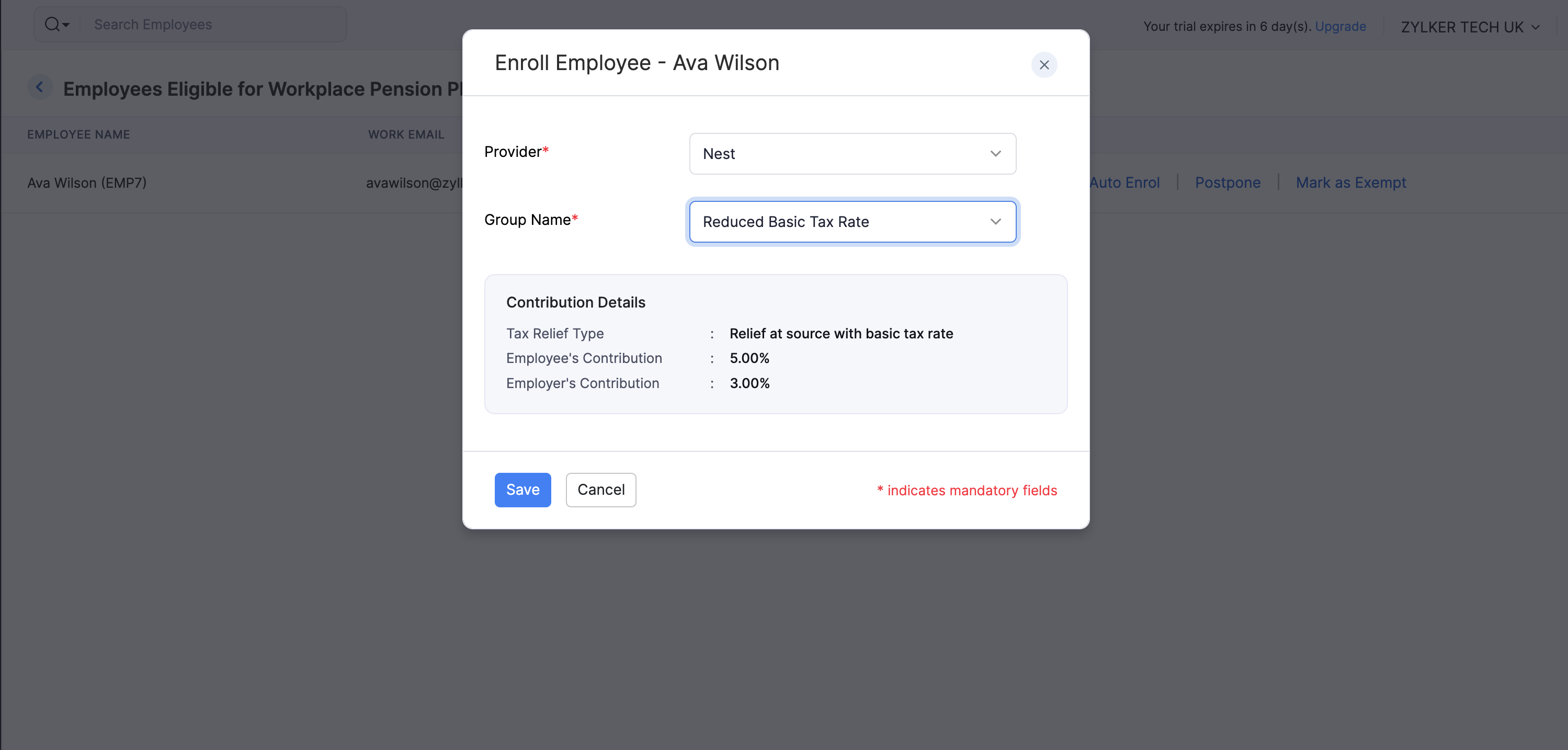 Enrol an employee into Nest from a pay run