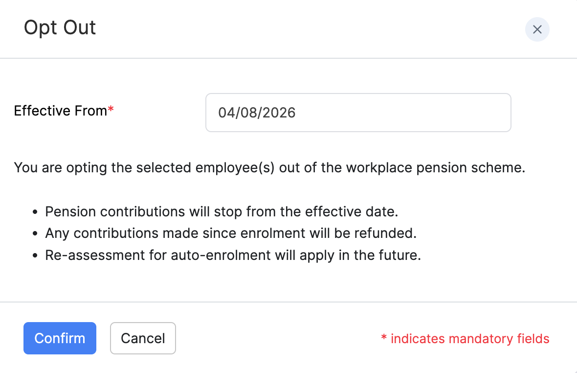 Opt Out an employee from a workplace pension scheme