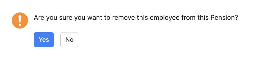 Confirm removing an employee from a pension scheme
