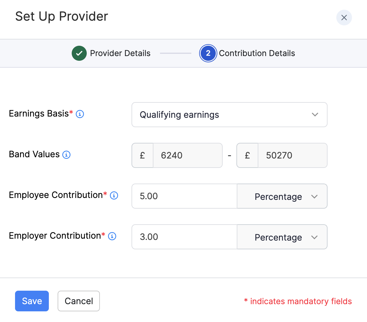 Set contribution details for another pension provider