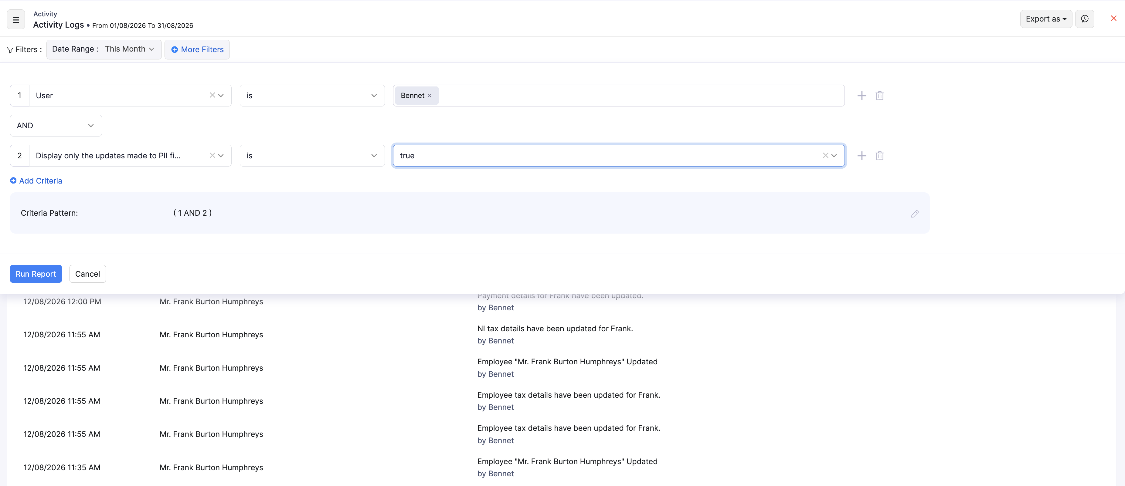 More Filters on Activity Logs