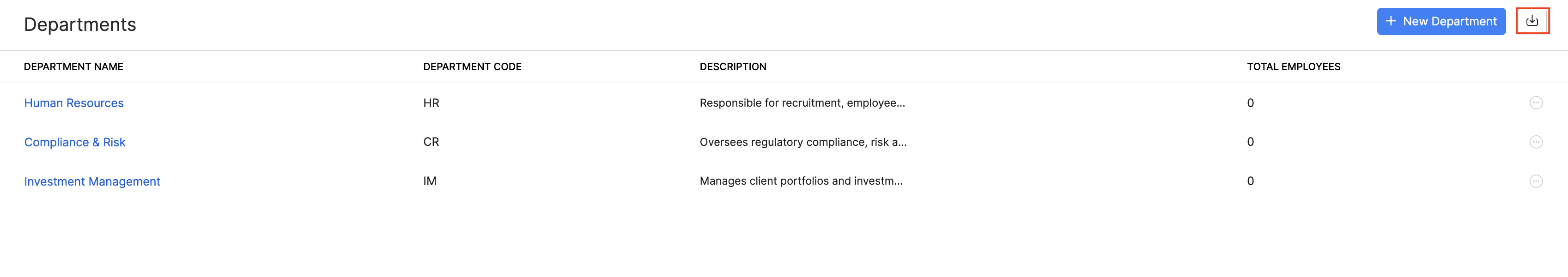 Import departments in Zoho Payroll