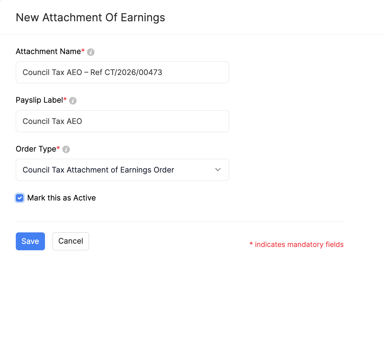 Add an attachment of earnings in Zoho Payroll