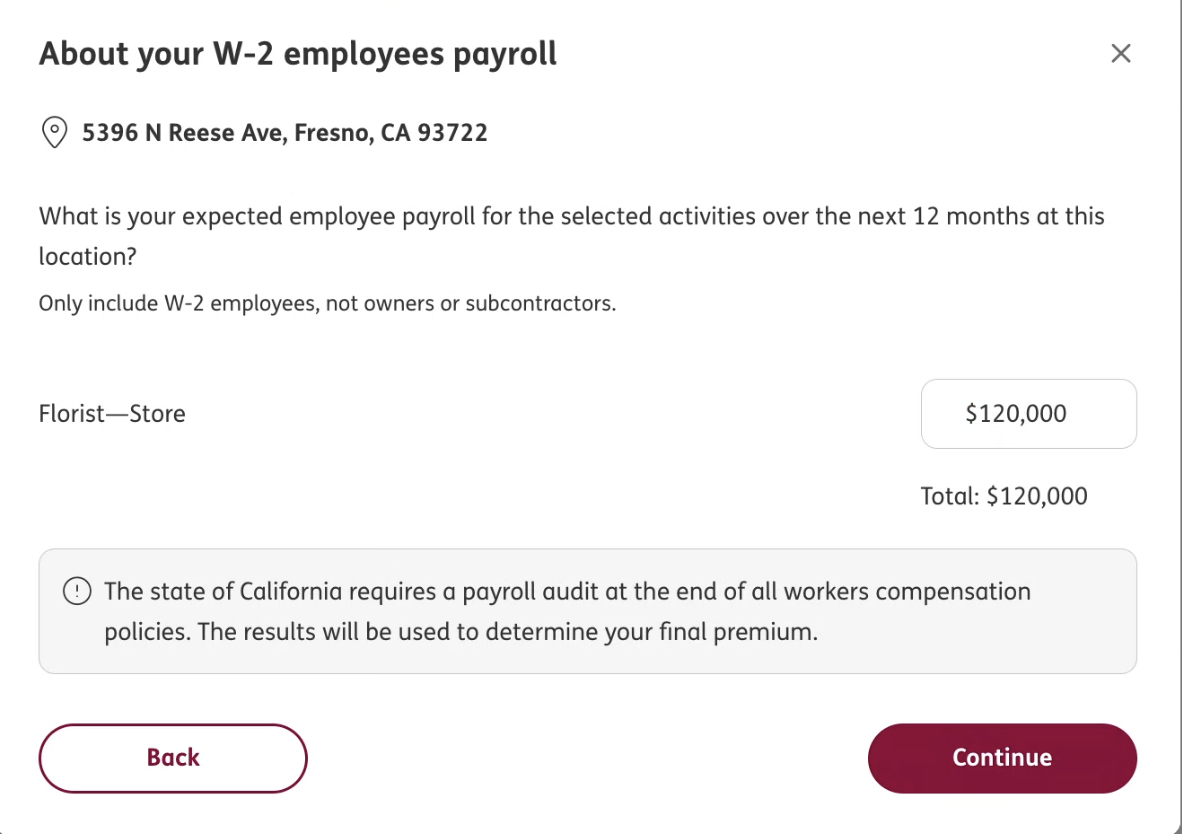 Expected W-2 payroll