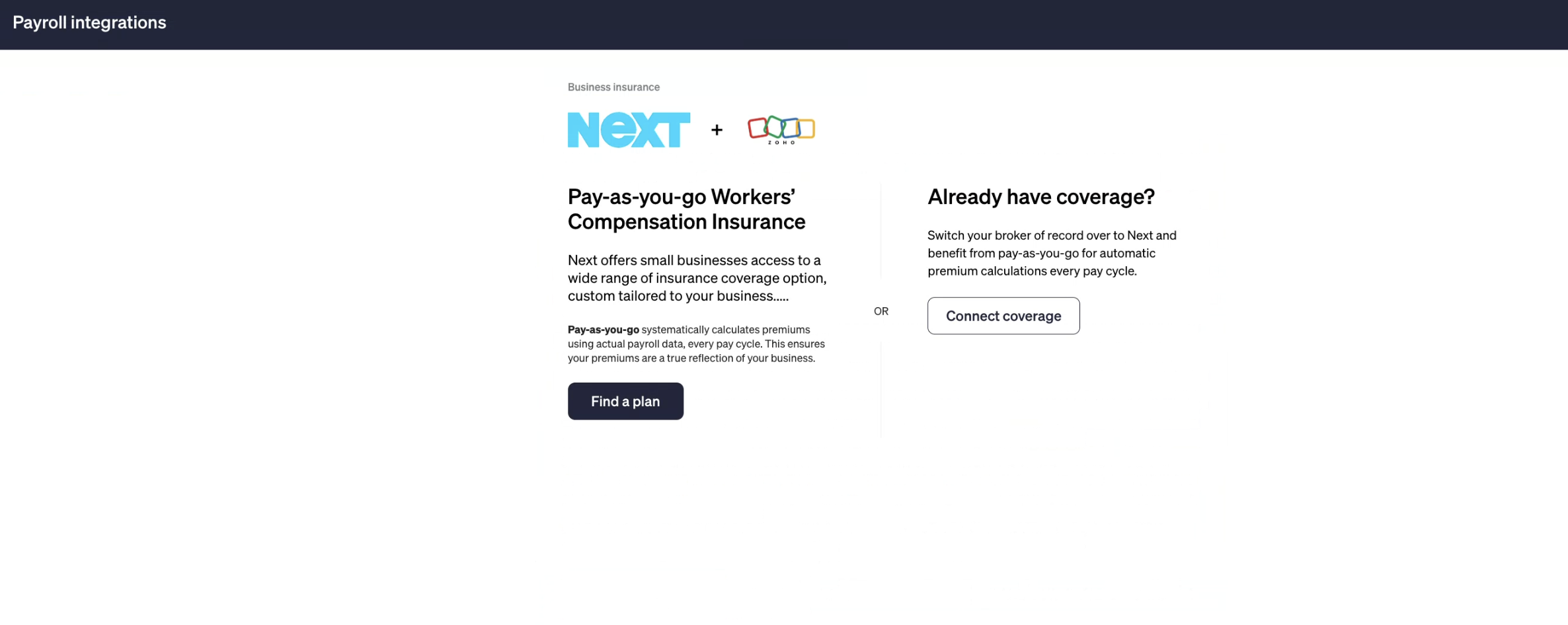 Find a plan or Connect coverage