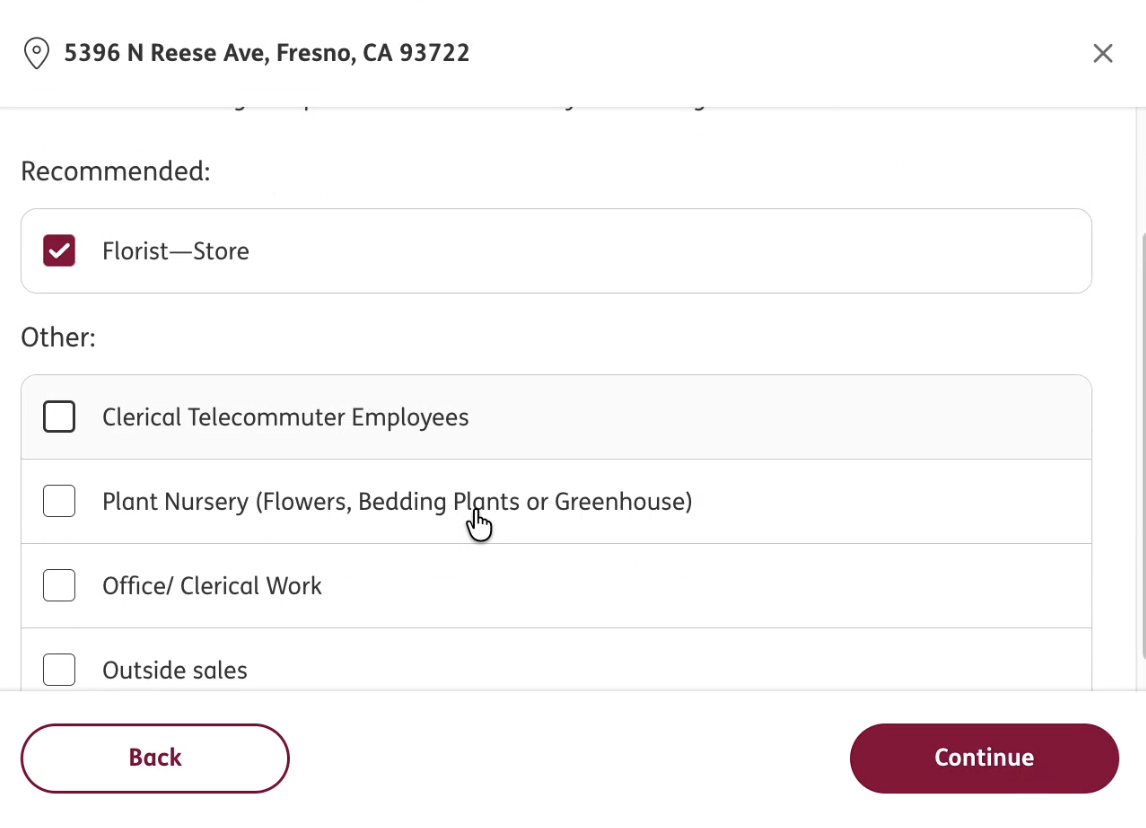 Work classifications